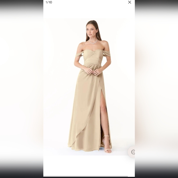 Azazie Tan Strapless Gown for Weddings - Picture 1 of 4